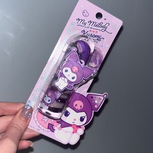 Kuromi 20th Anniversary Lip Gloss in Punk Girl with a Keychain & Charm
